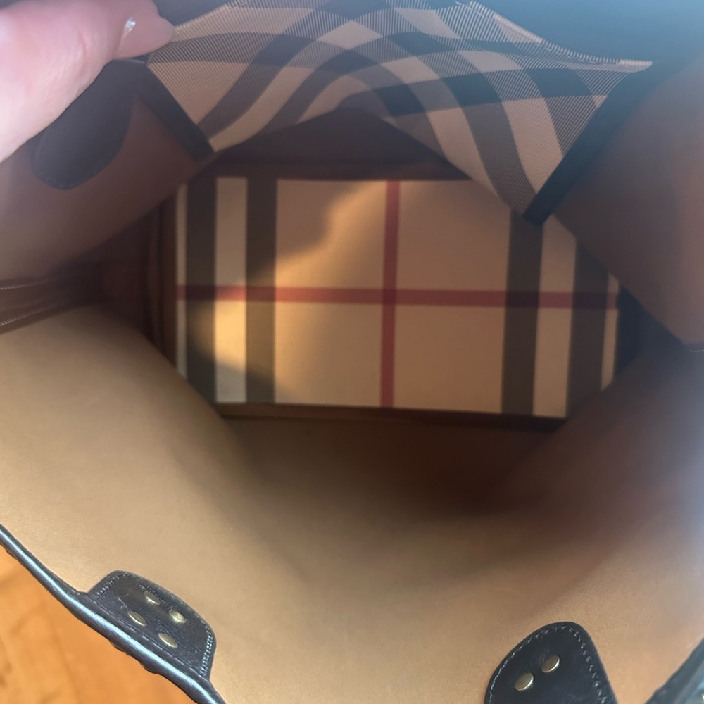 Burberry Plaid Tote Bag - Black, Cream, and Pink - Picture 12 of 16